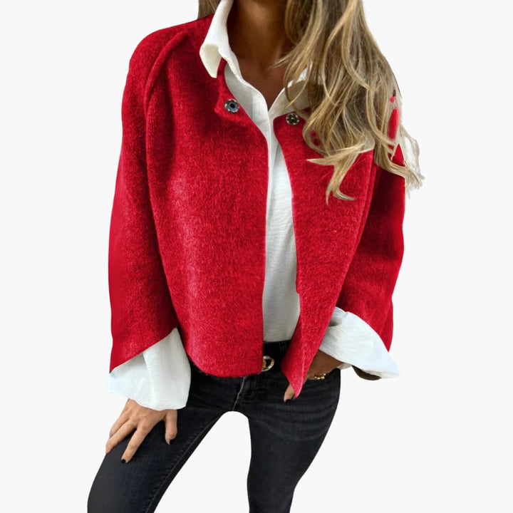 Damen Open Jacke mit Rundhalsausschnitt und langen Ärmeln