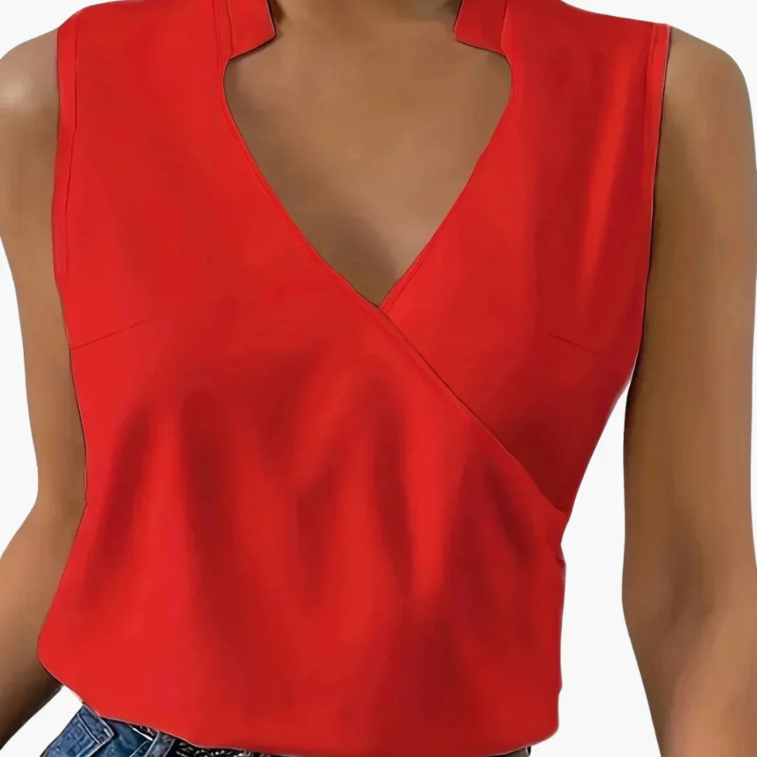 Ärmellose Wickelbluse mit Kragen für Damen - ModeMüller