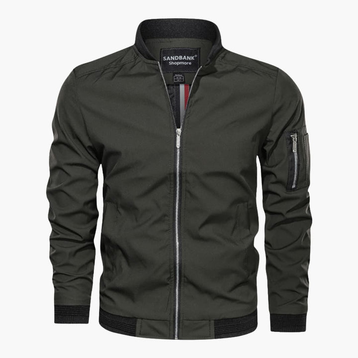 Herren-Bomberjacke mit Reißverschluss und geripptem Saum