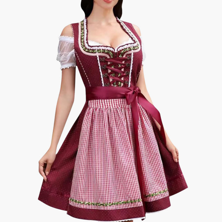 Damen Dirndl Kleid mit Schürze und Bluse | Oktoberfest Dirndl 2025