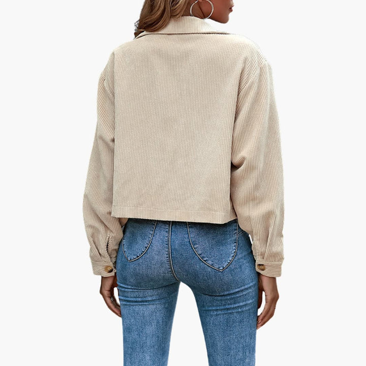 Damen Cordjacke mit Reverskragen und Knopfverschluss