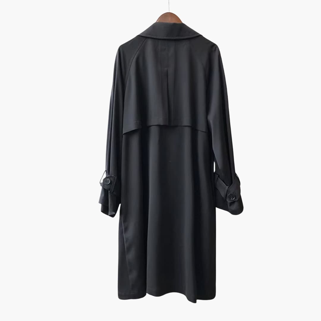 Damen Trenchcoat Lang mit Reverskragen und Knopfverschluss vorne