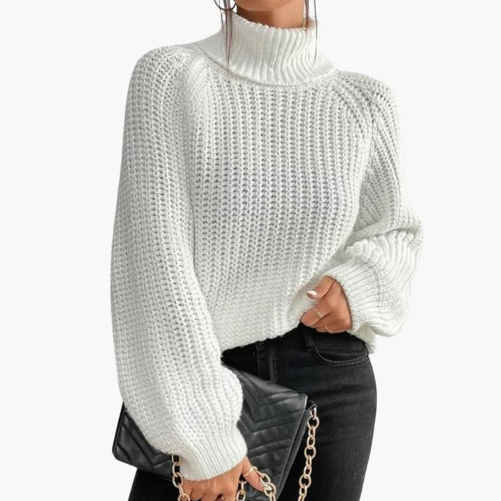 Damen-Strickpullover mit Rollkragen und langen Ärmeln