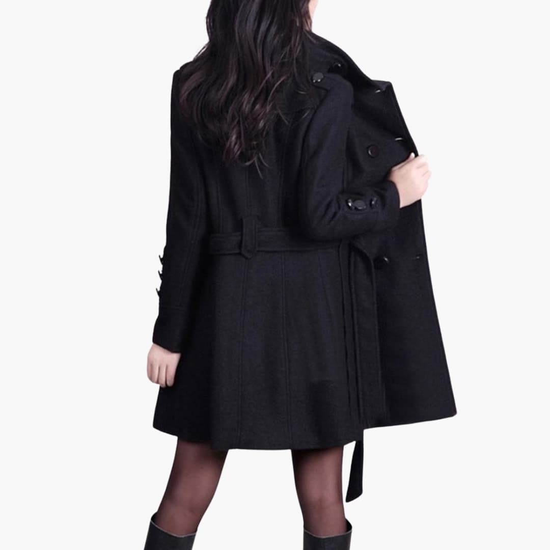 Damen-Trenchcoat mit Doppelknopf Verschluss und Taillengürtel