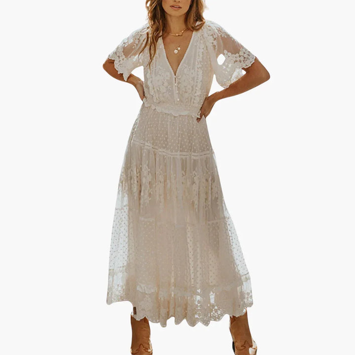 Spitzen Akzent Midi Kleid für Damen