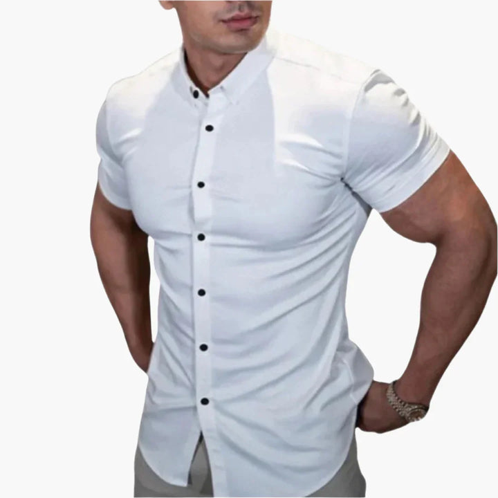 Slim Fit Kurzarmhemd mit Stehkragen für Herren