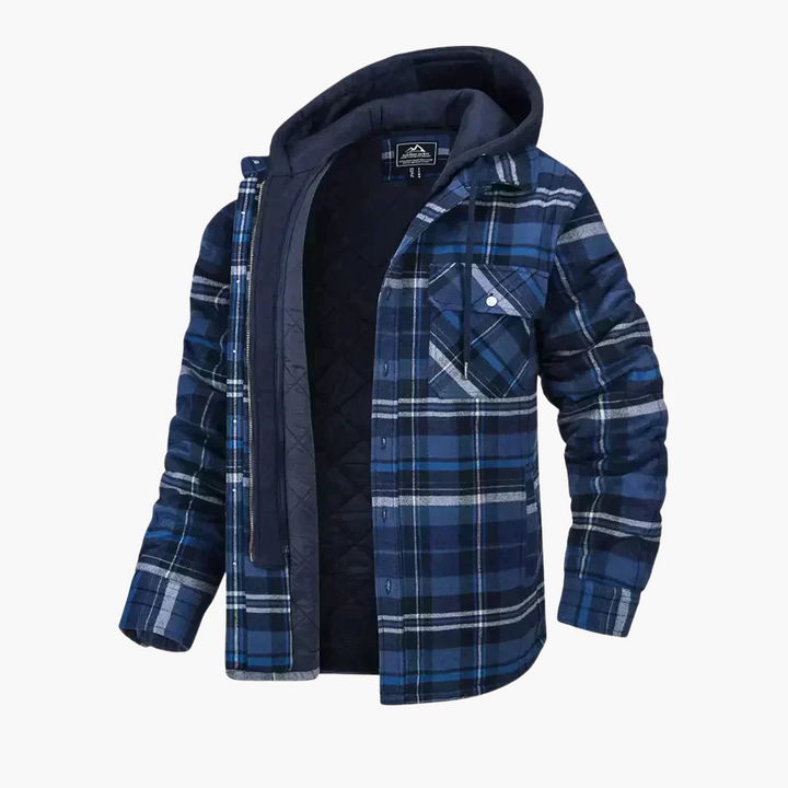 Männer Jacke mit Kapuze und Karomuster für Winter