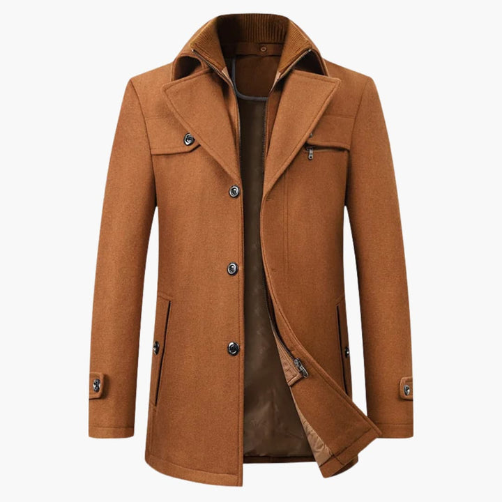 Herrenjacke mit fallendem Reverskragen und Reißverschluss