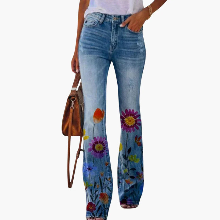 Geblümte Weitbein Hose für Damen