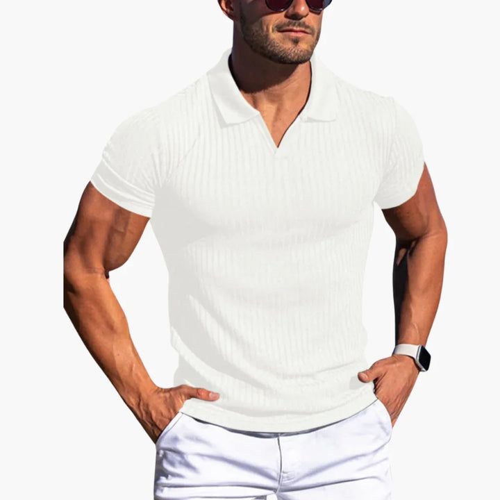 Geripptes Slim Fit Poloshirt für Herren
