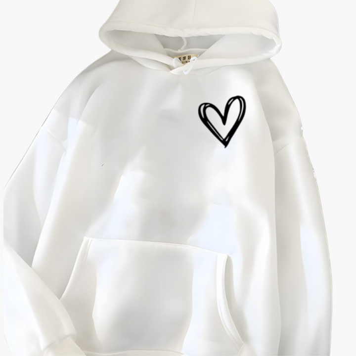 Damen Hoodie mit Kapuze und Herzmotiv