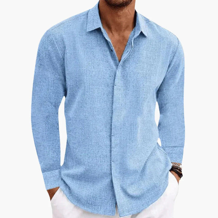 Slim Fit Langarmhemd mit Knopfleiste für Herren