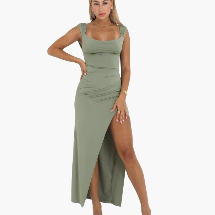 Gerüschtes Abendkleid mit Schlitz für Damen