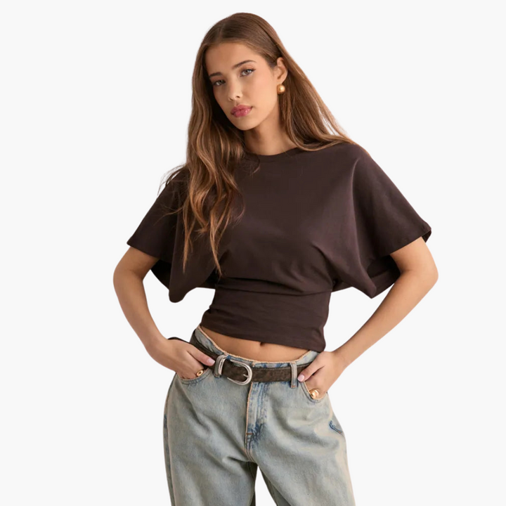 Sophia | T-Shirt mit weitem Ärmel und Ikonendesign
