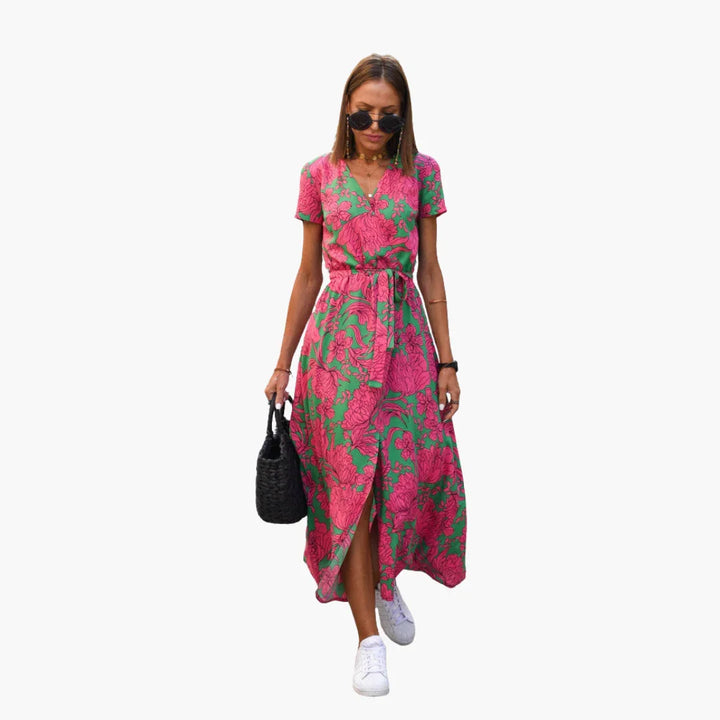 Wickeloptik Midikleid mit Gürtel für Damen