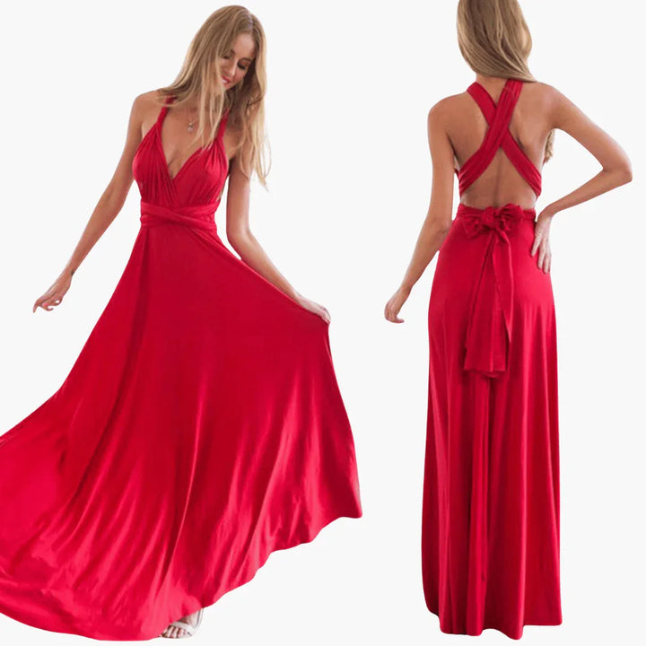 Mehrfach Wickel Maxi Kleid für Damen