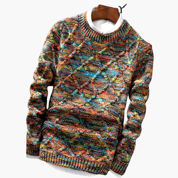 Herrenpullover mit Rundhalsausschnitt und Strickmuster
