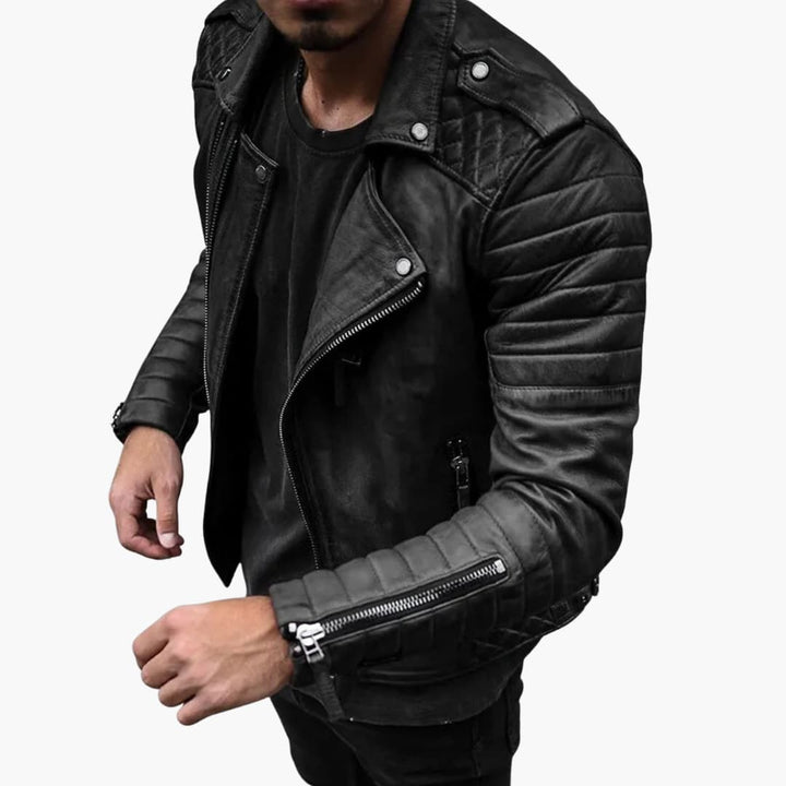 Herrenjacke mit Reißverschluss und gesteppten Ärmeln