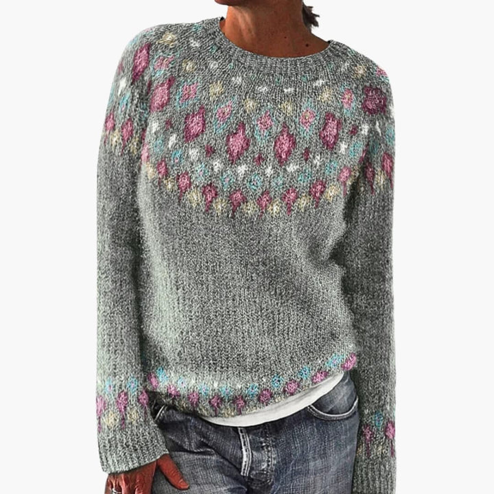 Damen pullover mit Rundhalsausschnitt und Strickmuster