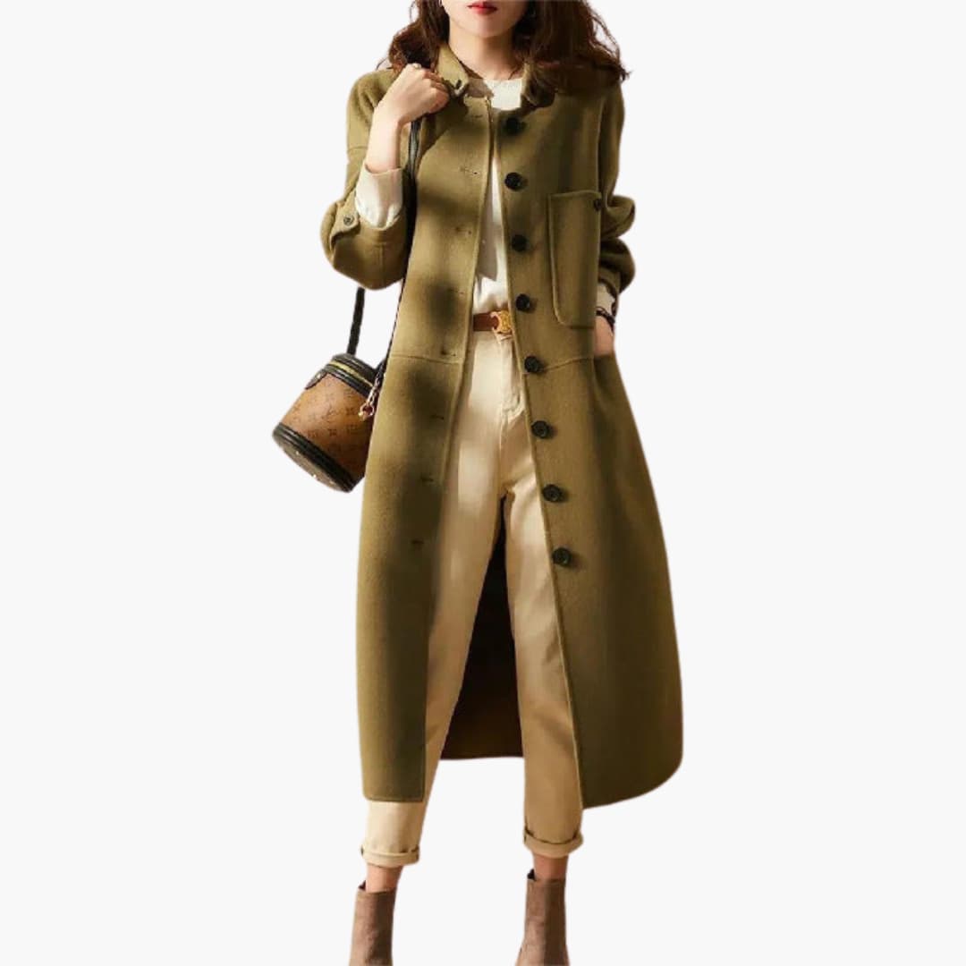 Damen Langer Trenchcoat mit Knopfleiste