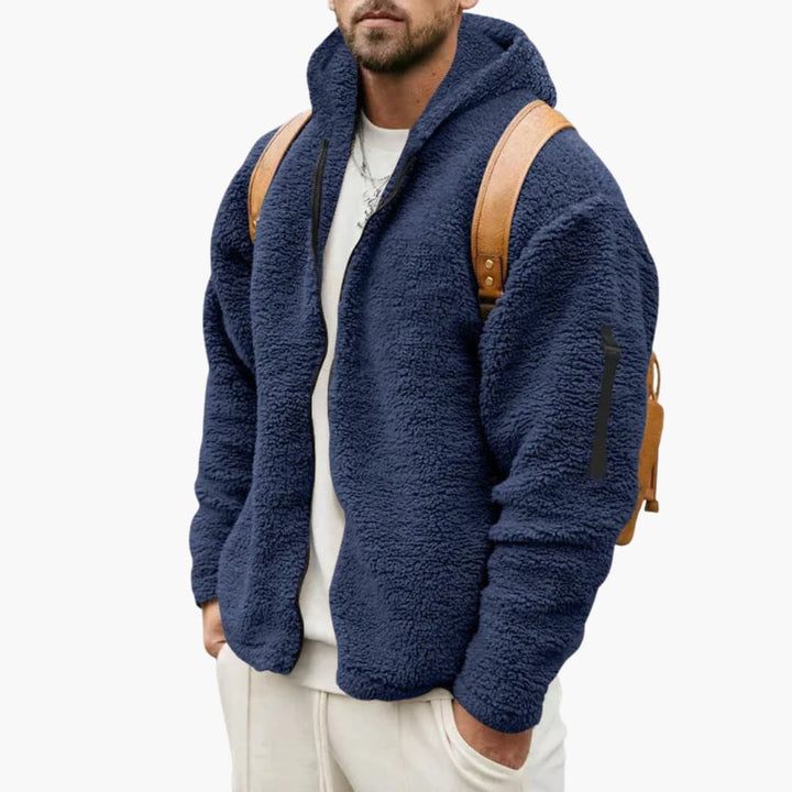 Herren Fleecejacke mit Kapuze und Reißverschluss