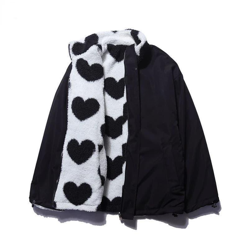 Zweiseitiger Herzprint Mantel für Damen