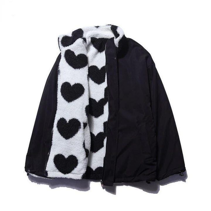 Zweiseitiger Herzprint Mantel für Damen