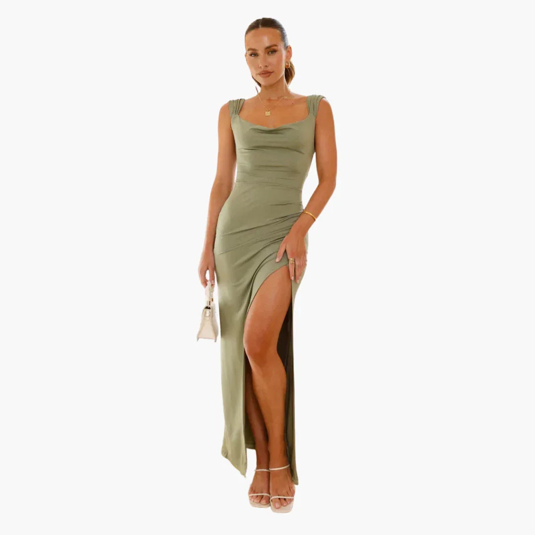 Gerüschtes Abendkleid mit Schlitz für Damen