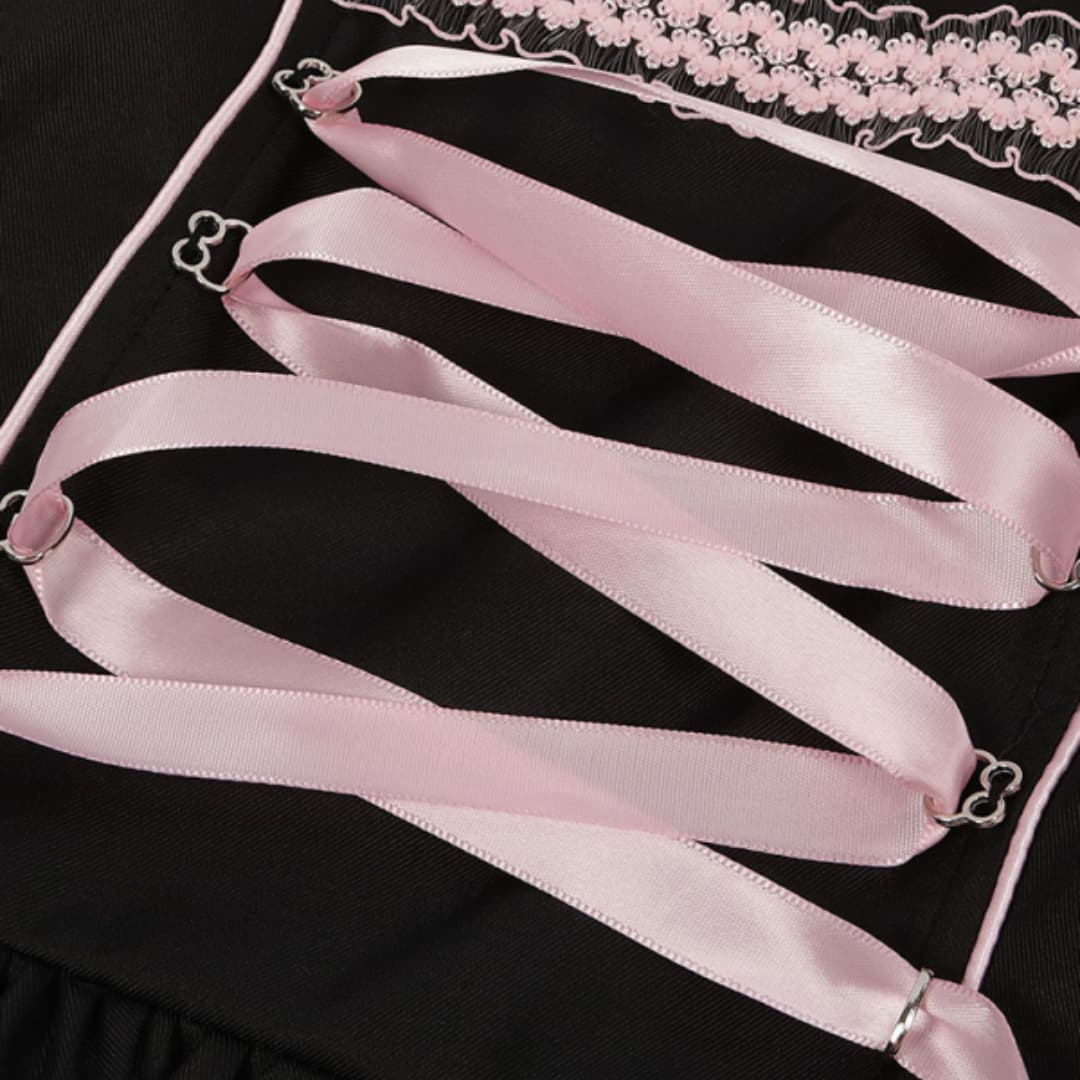 Damen Dirndl Kleid mit Frontschnürung und Satinband | Oktoberfest 2025