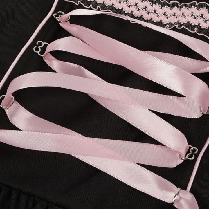 Damen Dirndl Kleid mit Frontschnürung und Satinband | Oktoberfest 2025