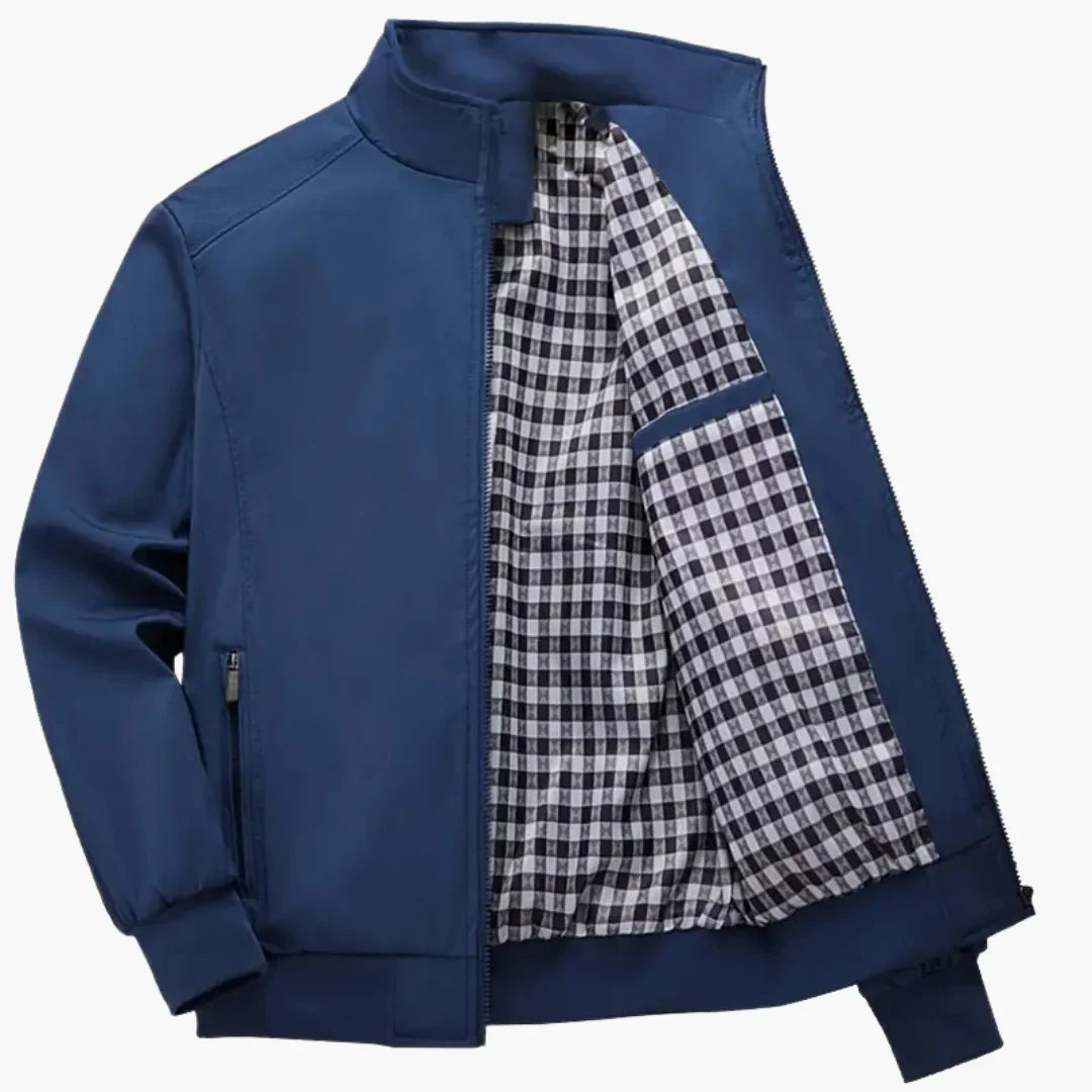Herren Slim Fit Bomberjacke mit durchgehendem Reißverschluss