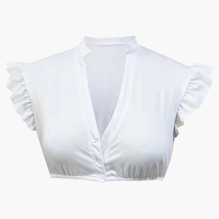 Damen Dirndl Bluse mit Ausschnitt und kurzen Ärmeln | Oktoberfest 2025