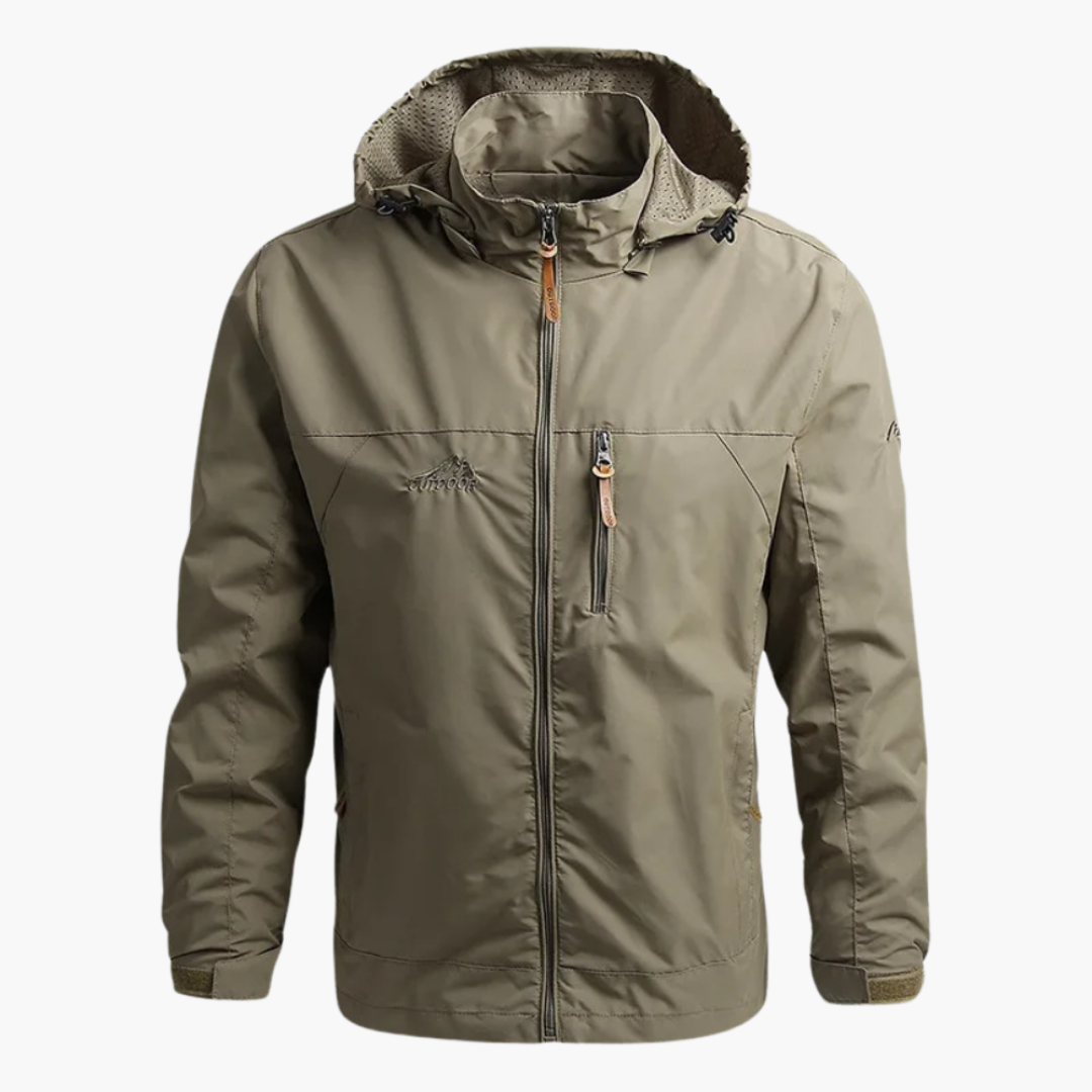 Herren Regenjacke mit Kapuze und Material für nasse Bedingungen