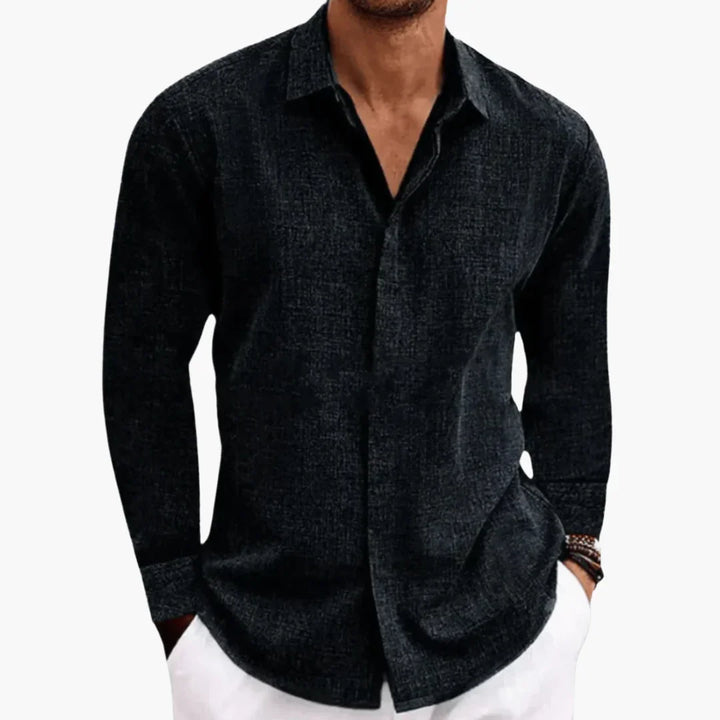 Slim Fit Langarmhemd mit Knopfleiste für Herren