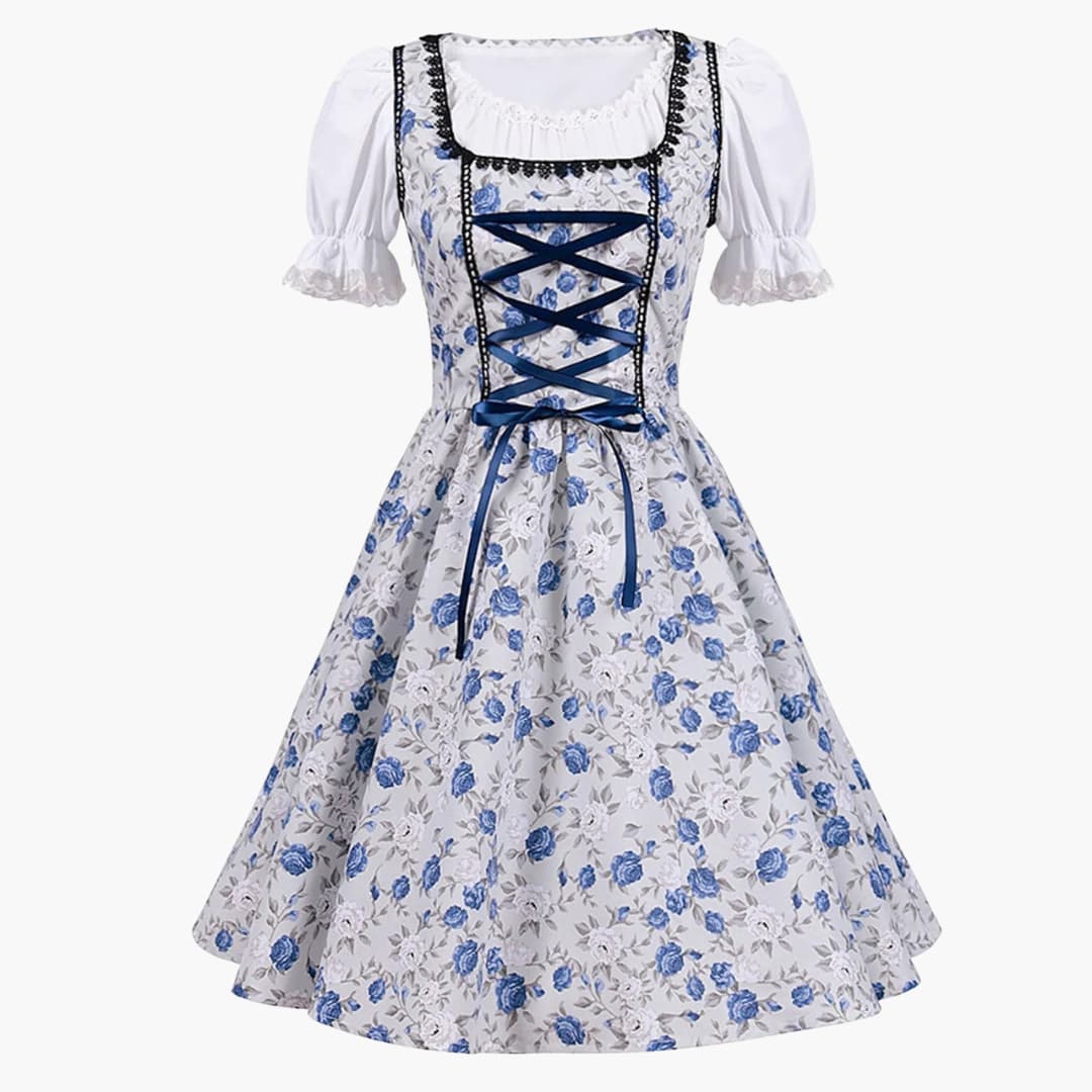 Dirndl Damen Kleid mit Spitzenärmeln und Schürze | Oktoberfest 2025