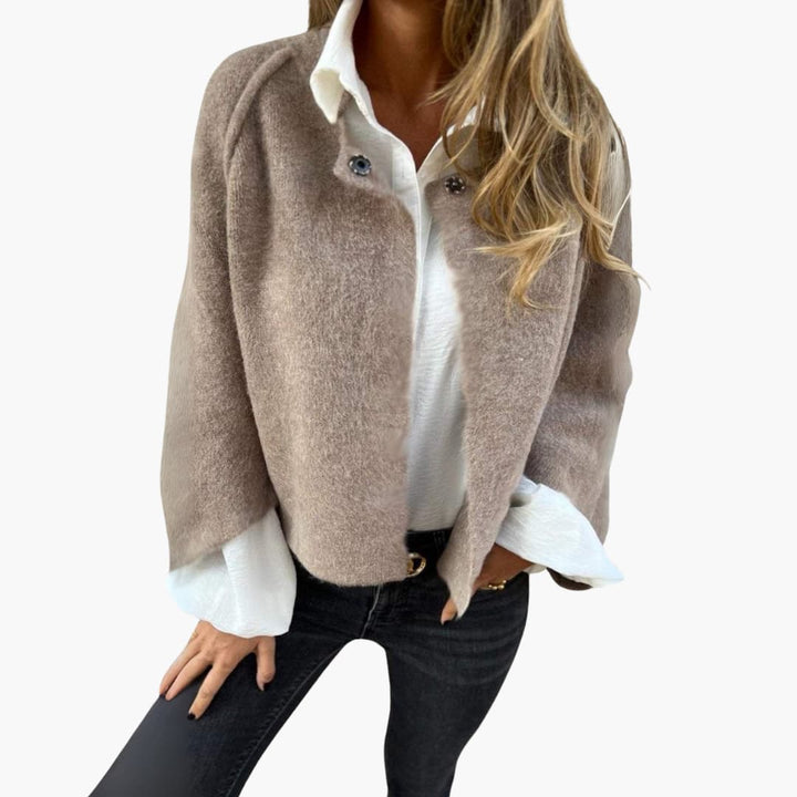 Damen Open Jacke mit Rundhalsausschnitt und langen Ärmeln