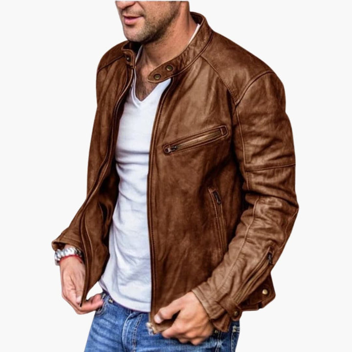 Herrenjacke mit Stehkragen und Reißverschlusstaschen