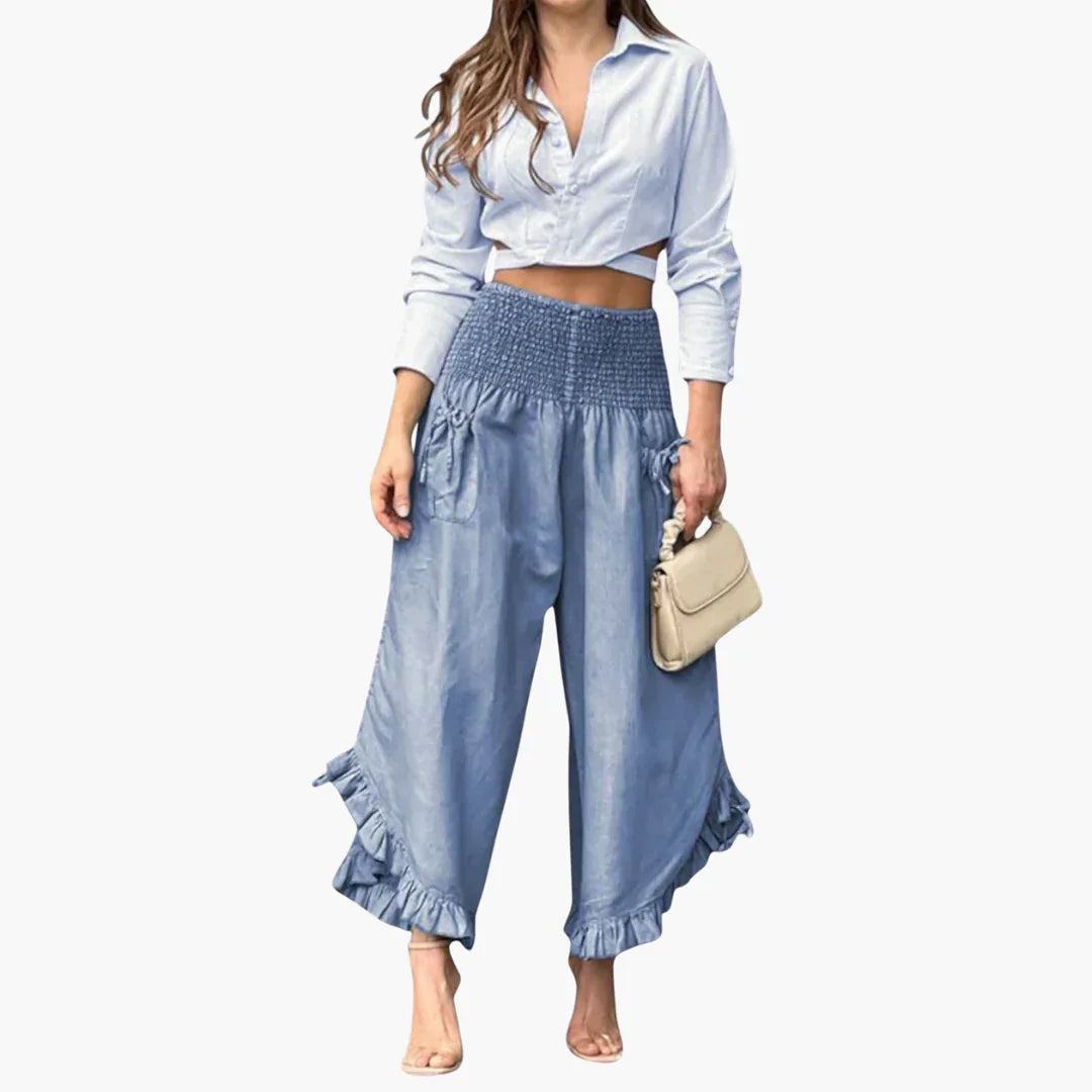 Raffungsdetail Weithose für Damen