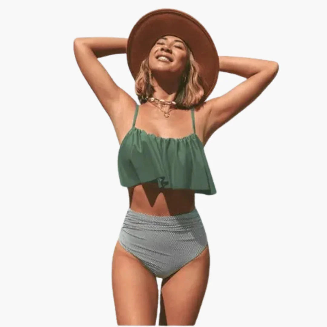 Boho Rüschen Bikini Zweiteiler für Damen
