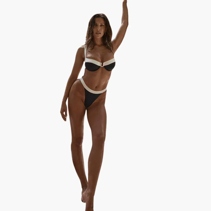 Zweiteiliger Farbblock-Bikini für Damen