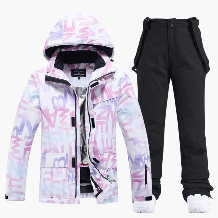 Damen-Skianzug mit Kapuzenjacke und Hosenträgerhose