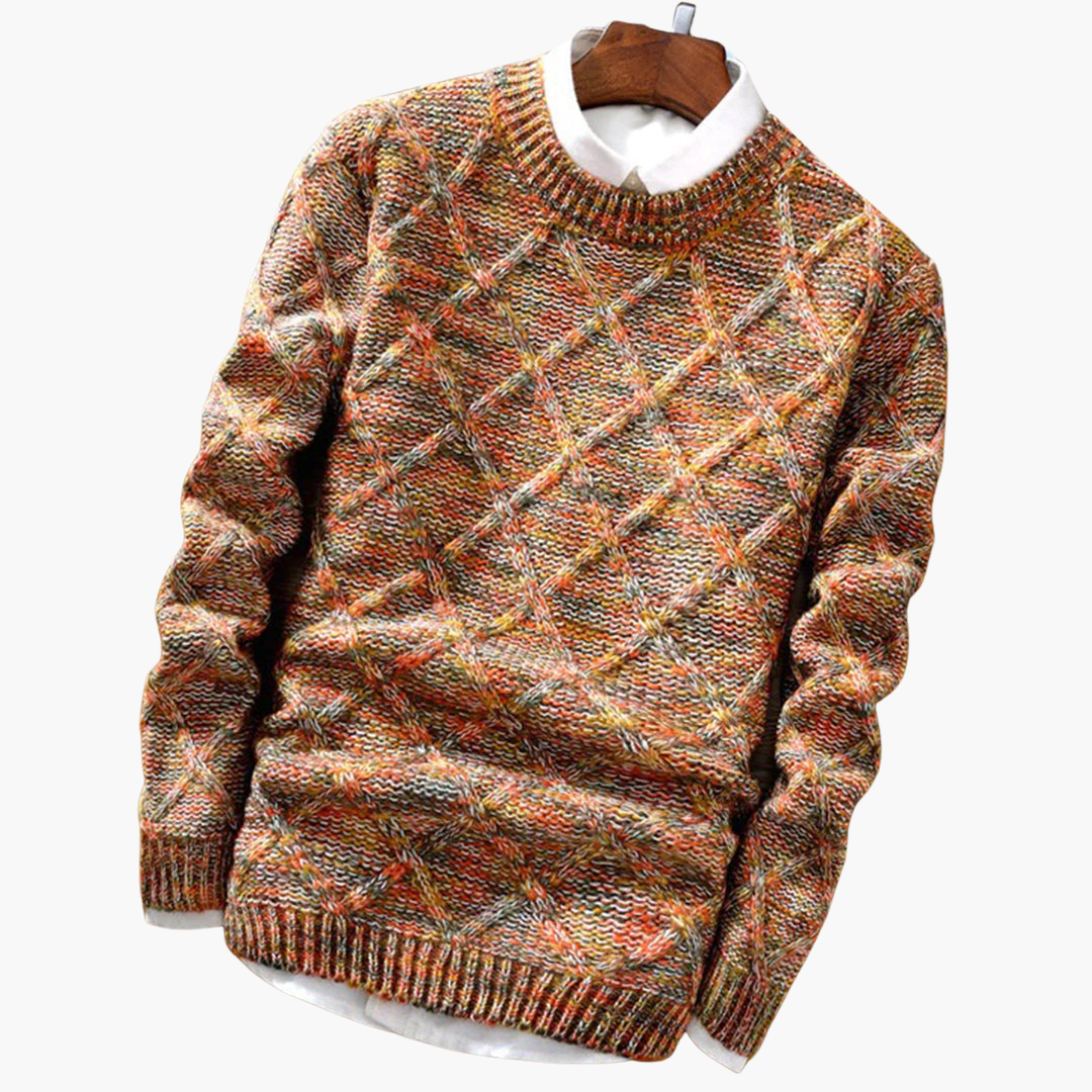 Herrenpullover mit Rundhalsausschnitt und Strickmuster