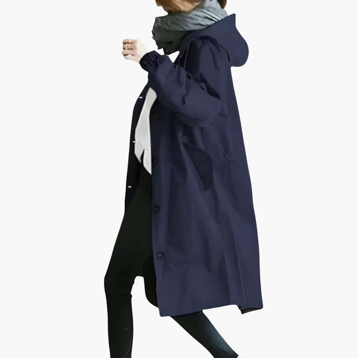 Damen Trenchcoat mit Kapuze und Schutz vor Nässe