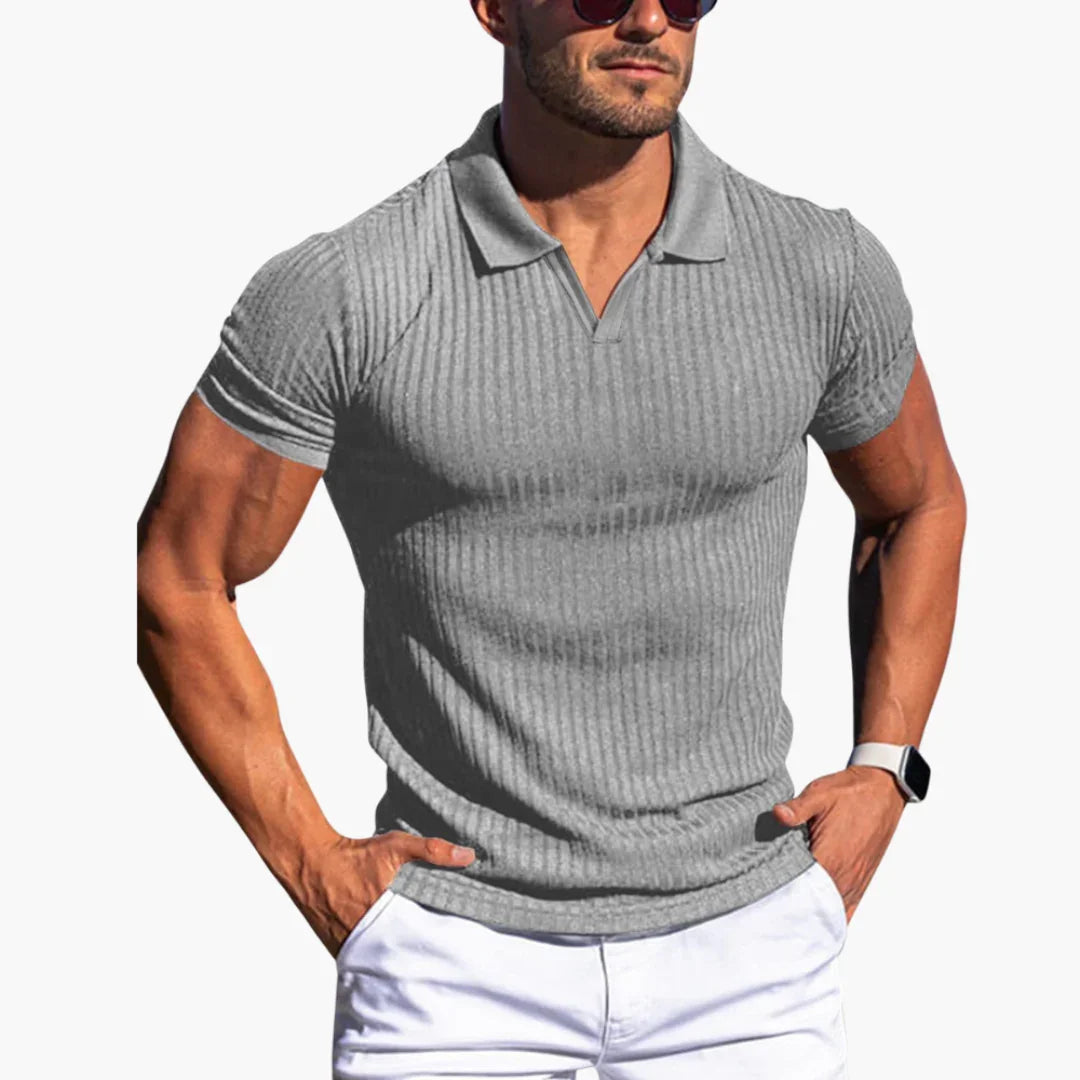 Geripptes Slim Fit Poloshirt für Herren