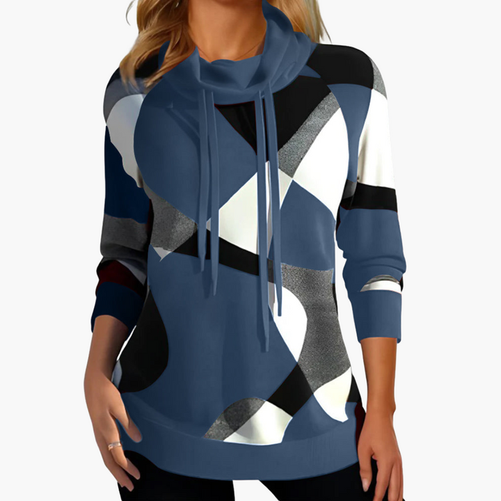 Damen Hoodie mit Kapuze und geometrischem Muster