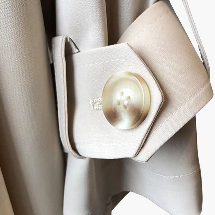 Damen Trenchcoat Lang mit Reverskragen und Knopfverschluss vorne