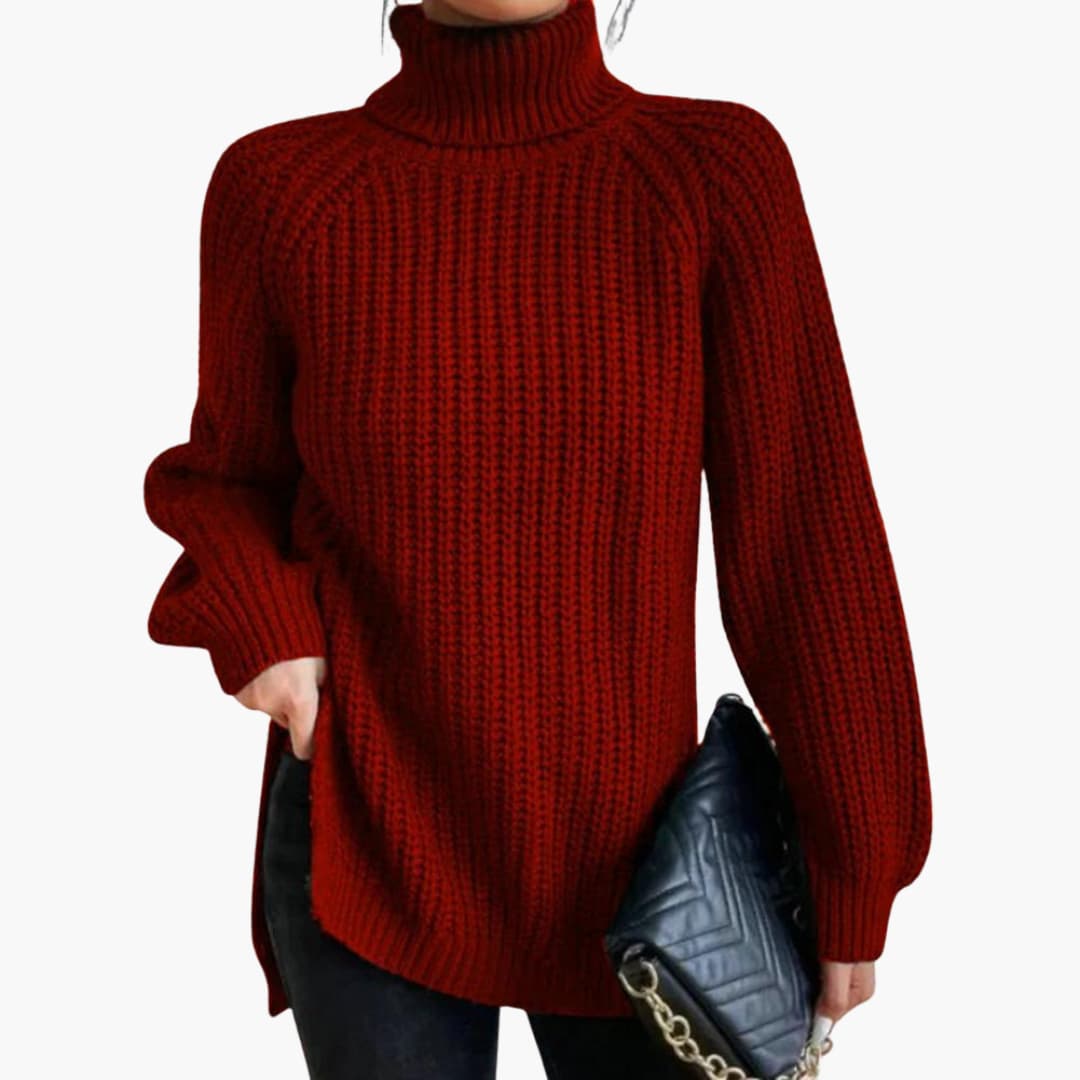 Damen-Strickpullover mit Rollkragen und langen Ärmeln