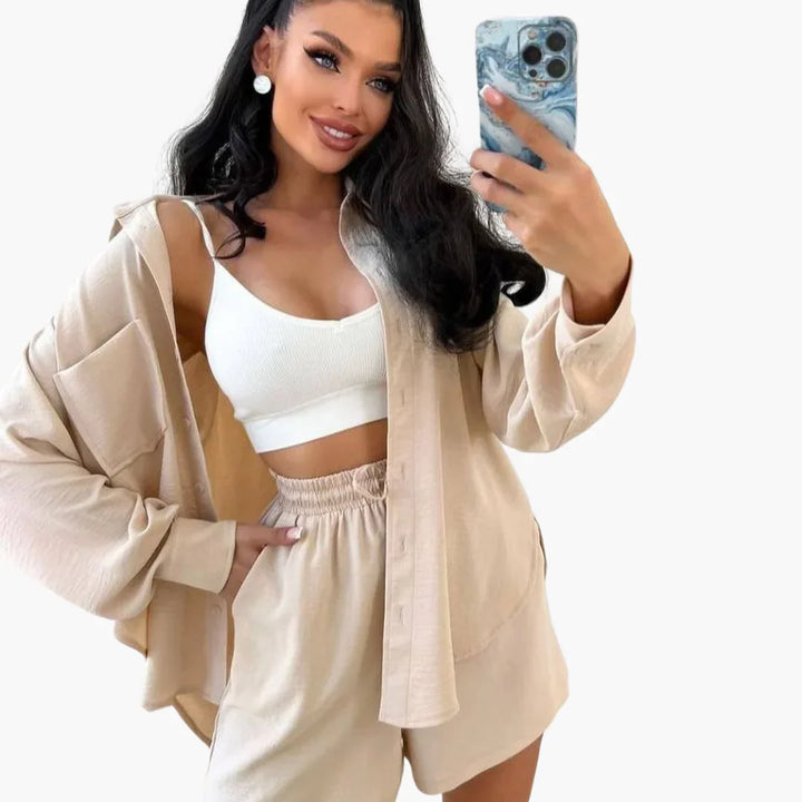 Zweiteiliges Blusen Shorts Set für Damen