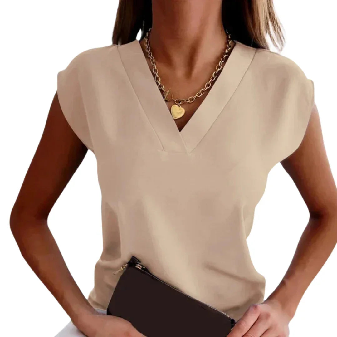 Gestreifte V-Ausschnitt Bluse für Damen