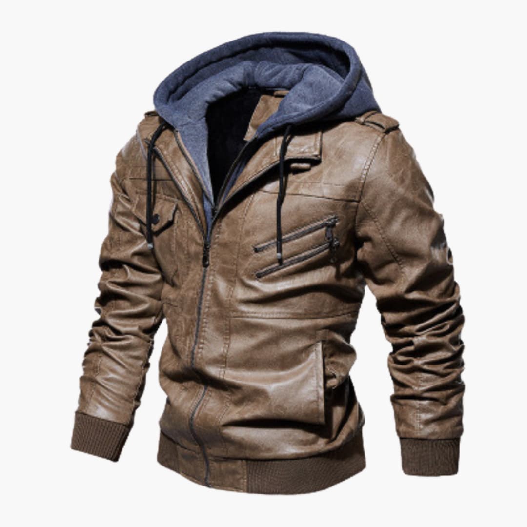 Herrenjacke mit Reißverschluss vorne und angesetzter Kapuze